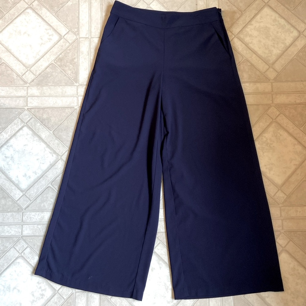Super Wide Leg Blue Trousers size XL navy blue